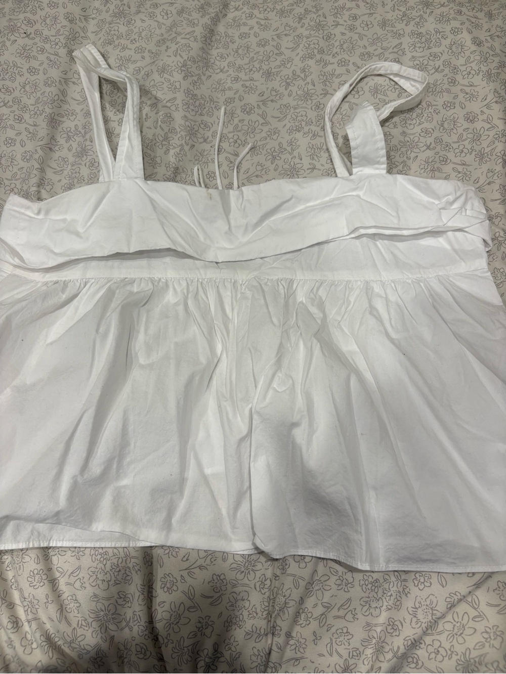 Astr White Cotton Peplum Camisole Top